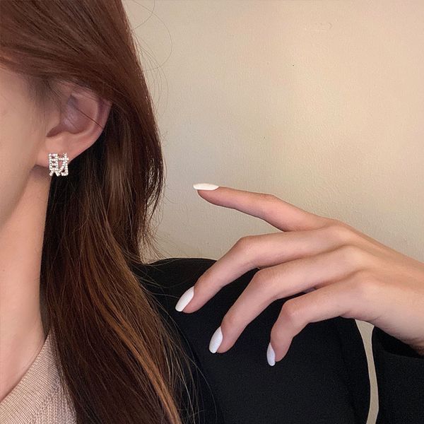 

diamond trendy net red temperament, personality, fashion, fortune, earrings, indifference, simple and advanced earrings, Silver