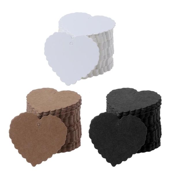 

kraft paper price tag 100 pcs heart-shape hand draw cardboard diy card jewelry garment label tags, Pink;blue