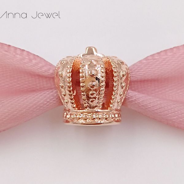 Nessun colore si sbiadisce Solid Rose Gold Rose Royal Crown Pandora Charms per bracciali Gioielli fai da te Fare perline sfuse Gioielli in argento all'ingrosso 780930