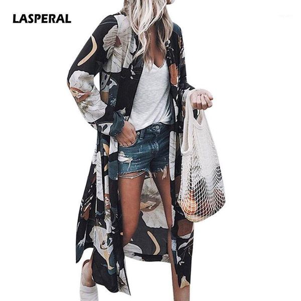 

lasperal women flower print blouse shirt long kimono women fashion elegent long sleeve summer autumn blouse blusas chemise1, White