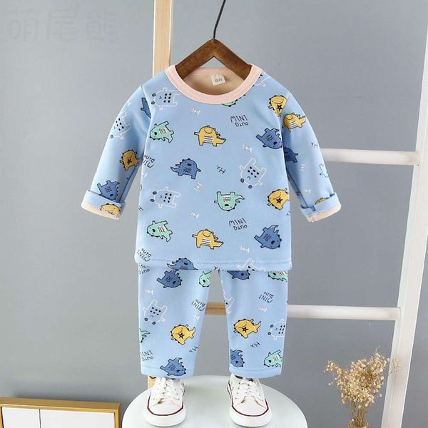 

and warm autumn underwear winter suit new children's plush long sve home wear pajamas, Blue;red