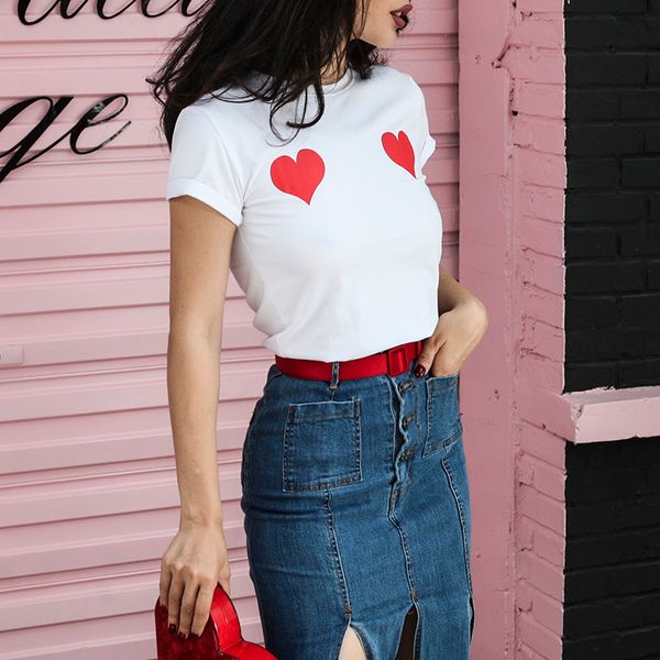 

2021 new autumn t-shirt the women's heart essential peach thin tissue of macedonian elastic cotton  tapes all dagx, White