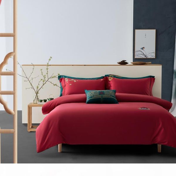 

red bedlinen bedding set king  size bed linen 1000tc egyptian cotton duvet cover bed sheet set pillowcases