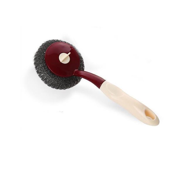 

kitchen long handle steel ball wash pot brush dish brush strong degreasing plastic cleaning brush h jllmnl