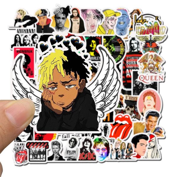 

50pcs rock roll hip hop punk music band stickers waterproof decals fridge car motorcycle lapguitar sticker kids classic toy wmtsnc