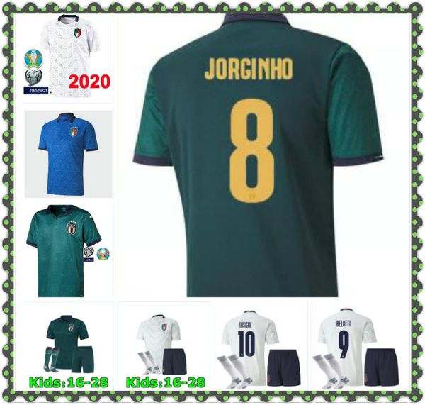 

2020 италия футбол джерси # 10 insigne # 8 jorginho horginho home рубашка мужские # 19 bonucci romagnoli bernardeschi прочь третья футбольна, Black;yellow