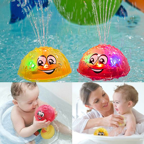 

cute cartoons infant children's electric induction sprinkler water spray lamp ball baby bath toy kids music water game toys q1217