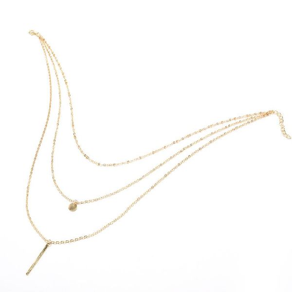 

chains 1pc women necklaces & pendants 3 multi layer necklace tassel charm bar statement for gift, Silver