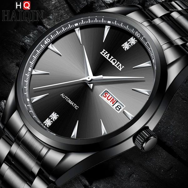 

haiqin 2020 new men's watches automatic watch mechanical watches for men business tourbillon watch reloj hombre1, Slivery;brown