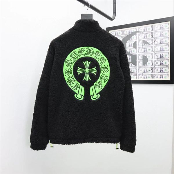 

20 зимний новый модный бренд ch croxin ягненок шерстяная мужская и женская подкова вышивка кросс кашемиер пальто, Black