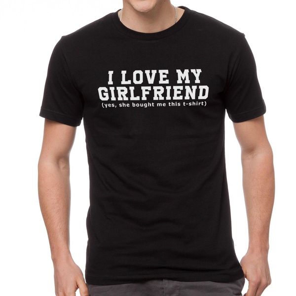 

men short sleeve t-shirt with i love my girlfriend print streetwear boyfriend gift round neck tees harajuku tumblr fashion, White;black