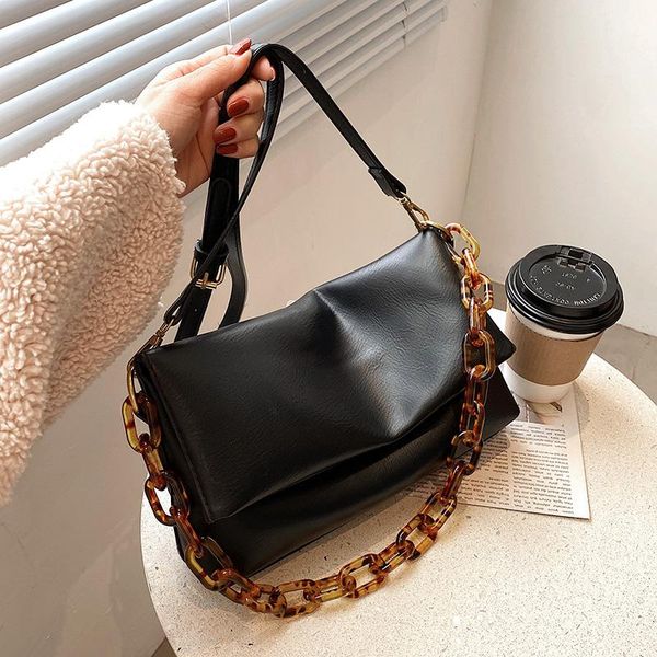 

cross body vreyme leather underarm bag for women thick chain crossbody 2021 fashion soft pu shoulder handbag casual female