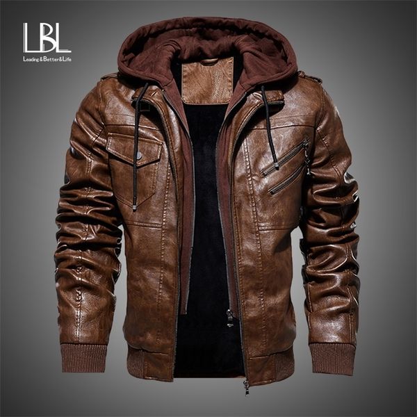 

mens leather jackets winter new casual motorcycle pu jacket biker leather coats european windbreaker genuine leather jacket 201223, Black