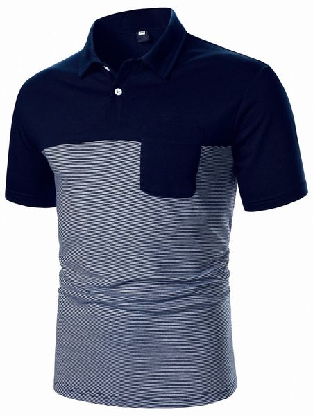 

men striped patched pocket polo shirt u0ai#, White;black