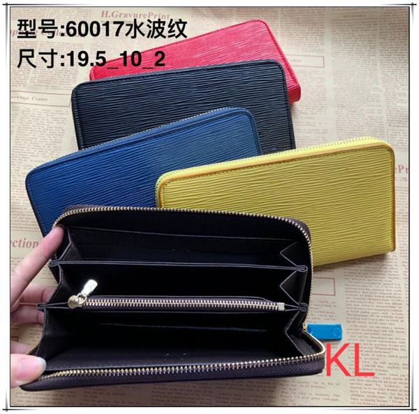 

zz water ripple long zipper leather wallet handbag multi-card slot purse ladies card holder clutches bag crossbody bag