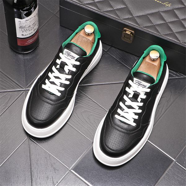 

british style high-quality lace up wedding dress party shoes fashion non-slip round toe men casual sneakers spring autumn white breathable o, Black