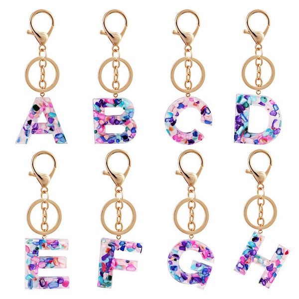

2021 trend women key chain alloy big a-z 26 letters key holder bright colored acrylic initials charms bag pendant accessories, Silver