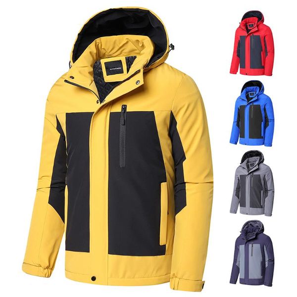 

men 2021 spring autumn new outdoor warm casual hooded jacket coat men brand outfits waterproof thick cotton classic jackets 4xl, Black;brown