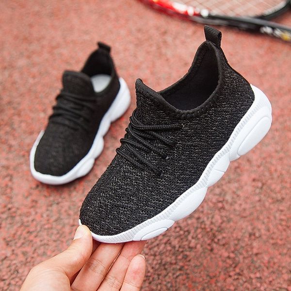 

size 25-36 weightlight breathable boys sneakers air mesh tennis kids sneakers fashion comfy sneakers baby shoes y201028, Black;red