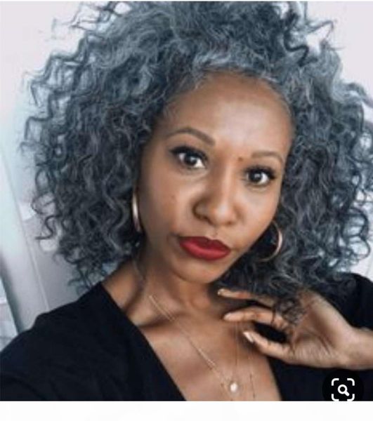 

deep curly grey ponytail hair extension fashion gray pony tail updo chignon naturally highlights dyed 10-20inch, Black