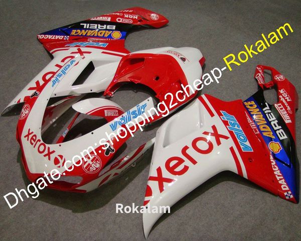 

for ducati 1098s 848 1198 complete motorcycle parts 2007 2008 2009 2010 2011 motorbike fairing aftermarket kit red white (injection molding)