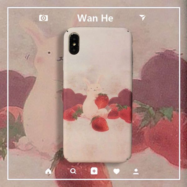 

wanhe literature and art strawberry rabbit 6s mobile phone 6plus frosting 7 ultra thin 8plus hard shell x chao xr female xs max