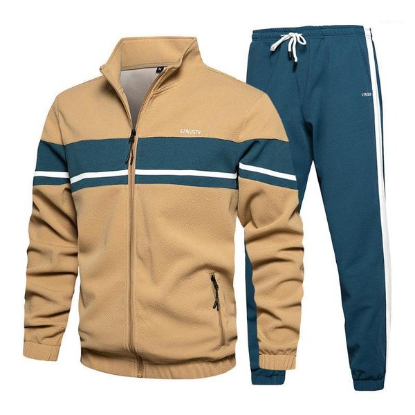 

men's casual stitching tracksuit autumn running 2 pieces sports set men long sleeve zipper sweatshirt sets winter gym clothes1, Gray