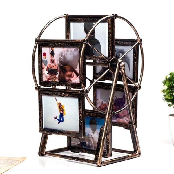 

frames 5inch po frame rotating ferris wheel windmill shape retro style table desk decoration and gift(color randomization)