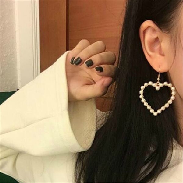 

sexemara новое прибытие золото цвет любовь серьса серьса женщины корейский стиль жемчужина серьги мода вечеринка свадебные украшения, Golden