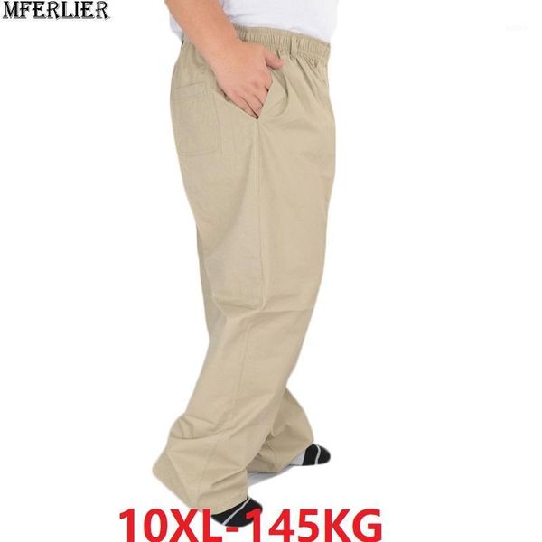 

plus size big 6xl 7xl 8xl 9xl 10xl pants men cotton breathable khaki stretch pants loose summer casual straight trousers1, Black