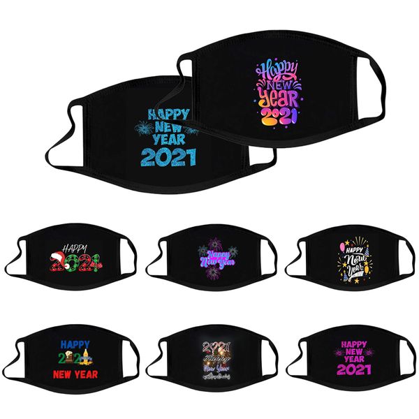

2021 fashion face mask cotton dustproof outdoor new year letter printing earloop face mask washable mask