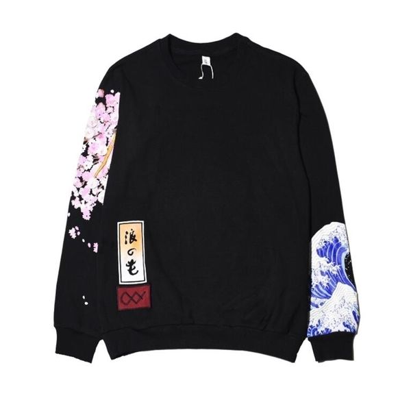 

wave embroidery men/women long sleeves t-shirt 201029, White