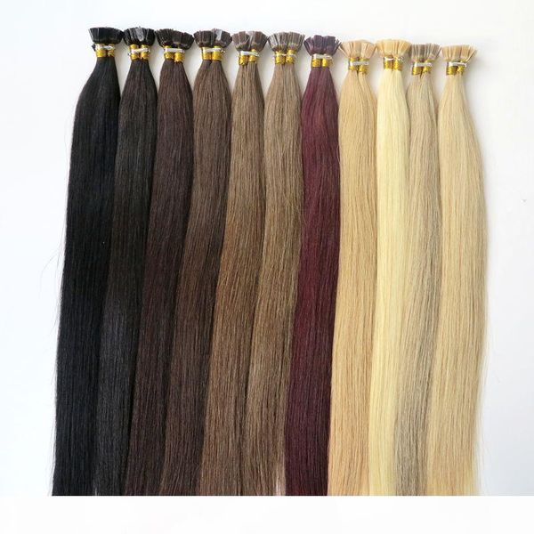 

50g 50pcs brazilian human hair flat tip full cuticle remy indan peruvian malaysian keratin pre-bonded human hair extensions lasting 2years, Black