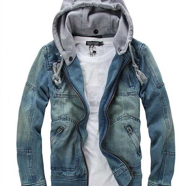 

foreign male fashion denim jacket detachable hooded men denim jacket denim jacket jeans size m-5xl 201218, Black;brown