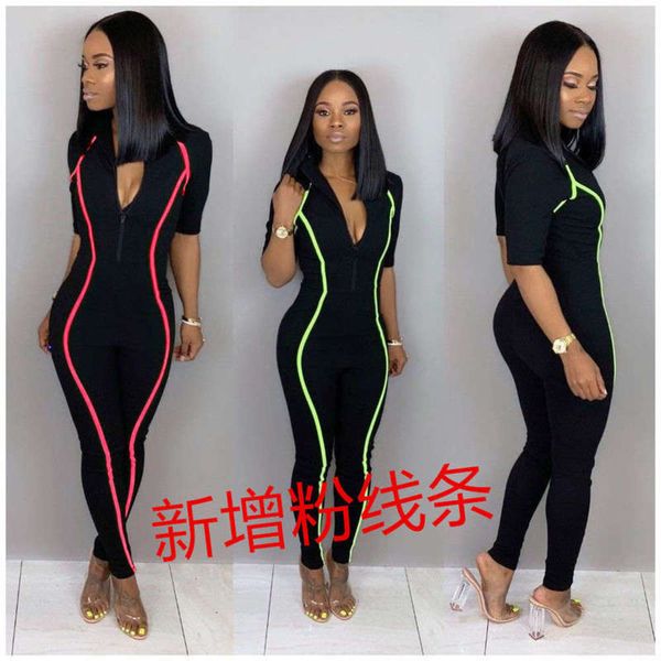 

jumpsuit y5091 women's fashionable v-neck, Black;gray