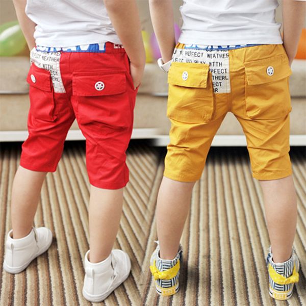 

summer casual 3-12t years handsome children's birthday letter patchwork cotton kids teenage boy knee-length pants capris lj200815, Blue