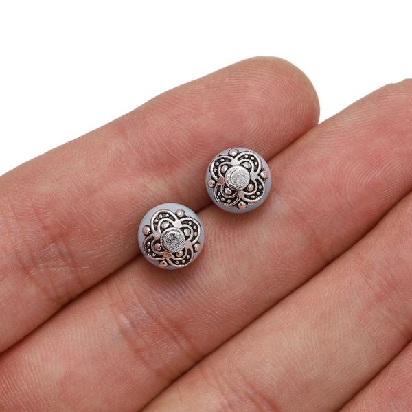 

50pcs lot 8mm 4 petals tibetan carved flower loose sparer apart end bead caps for diy jewelry making findings h bbygpa, Silver