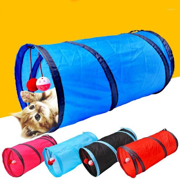 

cat tunnel toy funny pet 2 holes play tubes balls collapsible crinkle kitten toys puppy ferrets play dog tunnel tubes1