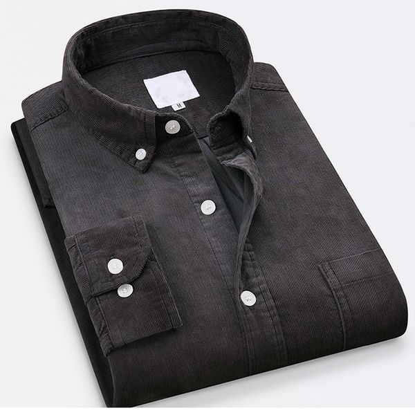 

quality autumn winter warm 100% cotton corduroy man shirt long sleeved button down smart casual shirts for men comfortable c1212, White;black