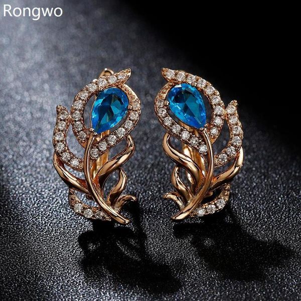 

blue crystal zircon stud earrings women's wedding party jewelry accessories gifts aesthetic earrings for woman, Golden;silver