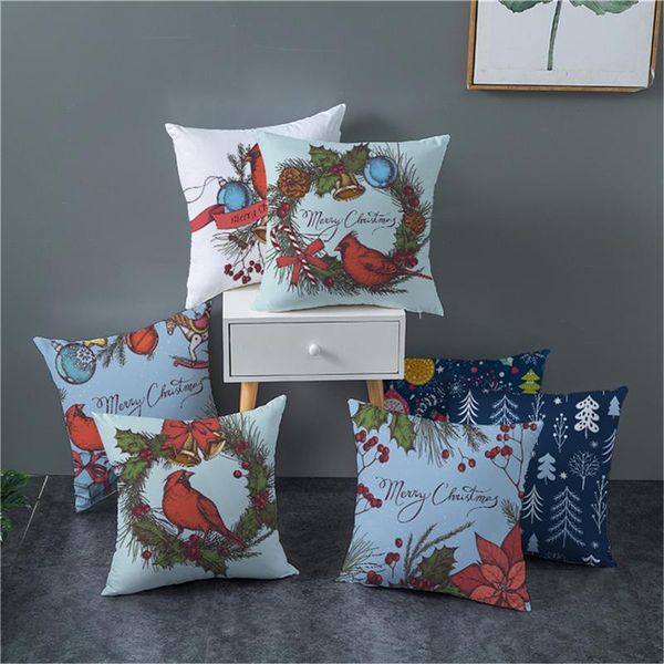 

cushion/decorative pillow fuwatacchi merry christmas cushion covers red bird colorful tree cover for home sofa decorative throw pillowcases