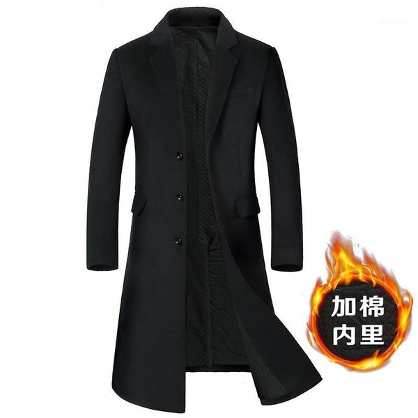 

autumn winter mens business casual long overcoat wool blends black gray single breasted coats men coat plus size k0701