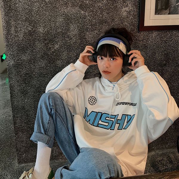 

cotton 2021 hoodie new jumper clothes female streetwear oversized hoodies fall kv18, Black