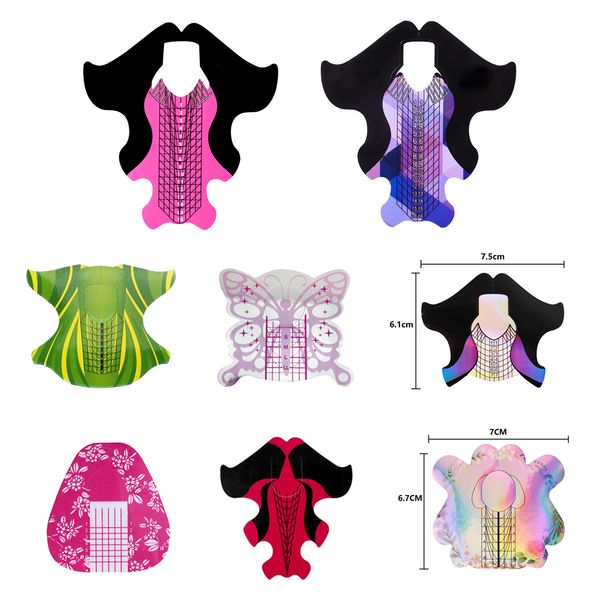 

100 шт. nail forms square rombus stiletto удлинитель builder scale советы акриловая система порошковая руководство гид награда форма маникюр, Black