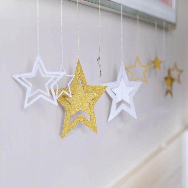 

rose gold hollow star paper garlands banner hanging for wedding christmas decorations kids birthday party supplies baby shower bbylpf