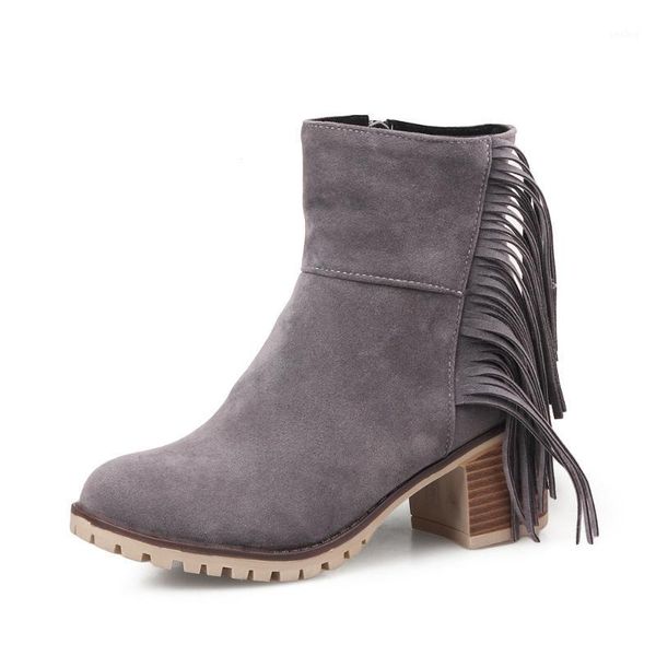 

round toe brand women's shoes lady boots winter footwear boots-women fashion large size 2020 high heel low mid calf1, Black