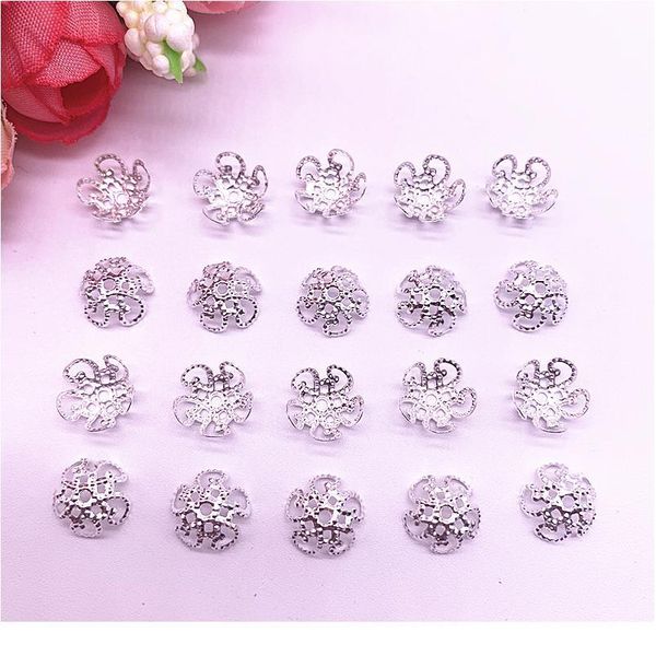

150pcs/lot 8/10mm silver plated hollow flower petal end spacer beads caps charms bead for jewelry making acc jllwqf