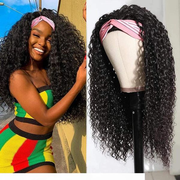 

allove straight none lace wigs kinky curly wig loose deep water body wave human hair wigs with headbands for black women, Black;brown