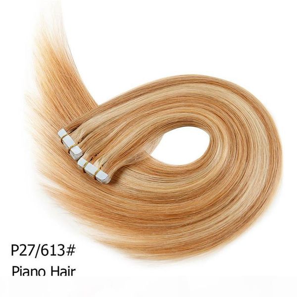 

color option 16" 18" 20" 22" 24" indian human hair double sided pu tape in on human hair extensions 120pcs 300gr lo, Black