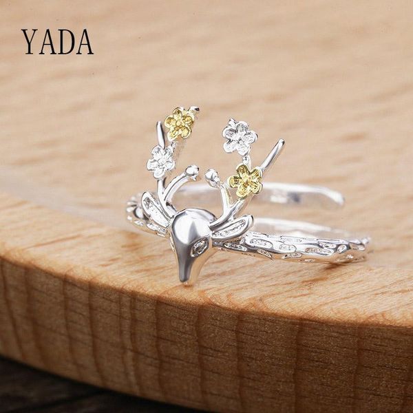 

yada classic adjustable silver color deer rings for women stainless steel ring engagement wedding jewelry animal ring rg200043 sqciyr